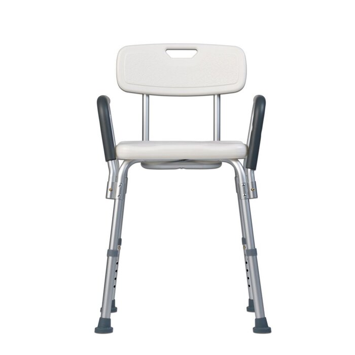 Teqler T-135303 Душовий стілець для догляду, висота регулюється 38-45 см, табурет для ванної для людей з обмеженою мобільністю