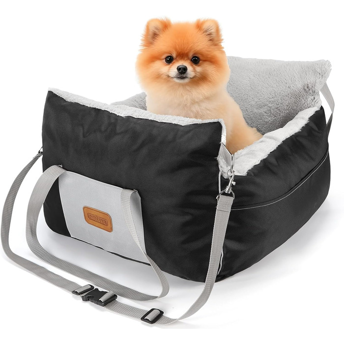 Автокрісло для собак Nobleza - зручне ліжко для маленьких собак з кишенями та змінним матрацом, 58x56x33 см (бавовна, плюш, пластик/метал)