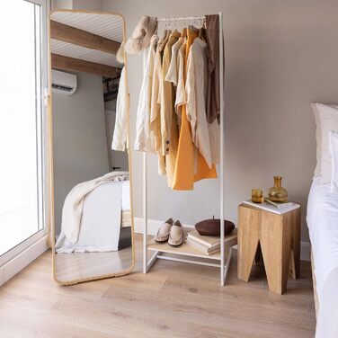 Вішак для одягу Newlux Hangy One 20 до 24 кг з полицею для взуття, металевий, стійкий, легка збірка, захист підлоги, білий, 50x40x160 см