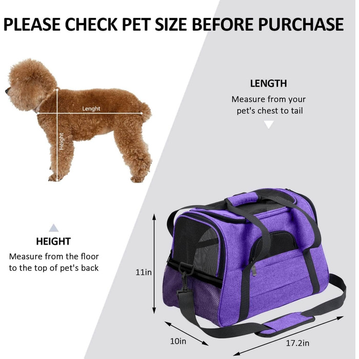 Транспортний бокс для собак та котів, складаний, з м'якою підстилкою, фіолетовий
