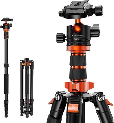 Штатив K&F Concept 152 см з карбону, легкий трипод з гнучким кульковим голівкою 360°, різьблення 1/4'', сумка для DSLR камери A225C0+BH-25L