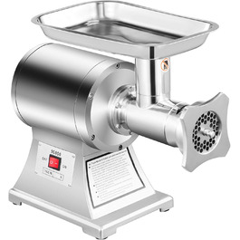 Електричний м'ясорубка VEVOR 1100W, 250 кг/год, з нержавіючої сталі, для ресторану, супермаркету, м'ясної крамниці