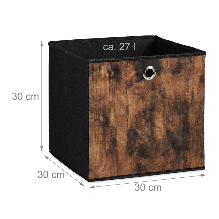 Relaxdays Fabric Storage Boxes with Wood-Look Design, 6-Piece Set