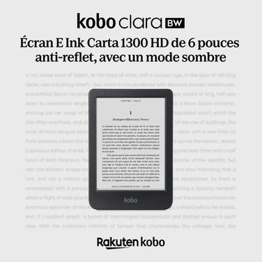 Kobo Clara BW: eReader з 6-дюймовим сенсорним екраном, ComfortLight PRO, підтримка аудіокниг, водонепроникність, 16 ГБ, чорний