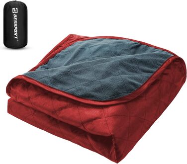 Bessport Camping Blanket, Picnic Blanket Sand-Resistant Camping Blanket, Warm Outdoor Picnic Blanket Fleece 200 x 145 cm - for Outdoor, Picnics, Camping, Travel, Patio, and Home Use (Red)