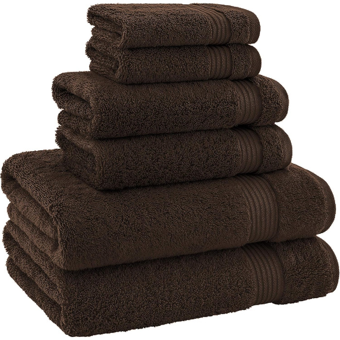 Набір махрових рушників American Bath Towels з 100% бавовни, ультрам'який та гігроскопічний комплект для ванної кімнати (6 предметів: 2 великі, 2 середні, 2 маленькі), коричневий, XL