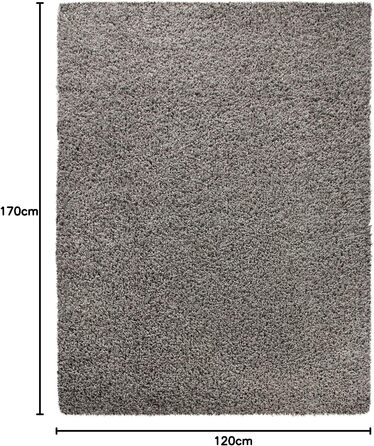 Килимок для вітальні TT Home з високим ворсом, Шорсткий, м'який, однотонний, сучасний дизайн, сірий, 120 x 170 см
