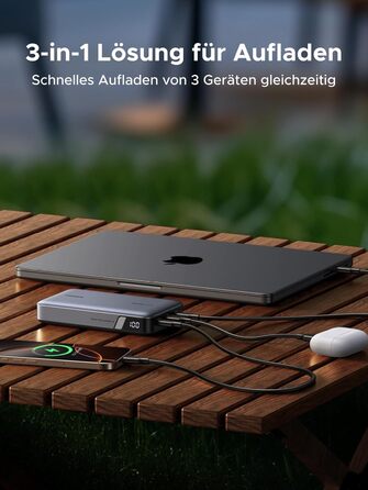 Power Bank UGREEN Nexode 100W, 20000mAh, 3 USB-C, цифровий дисплей, сумісний з MacBook, iPhone, Galaxy, Dell