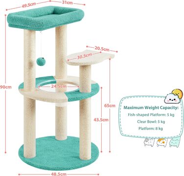 Yaheetech Cat Tree, Ocean Design Cat Tree, Cat Scratching Post, with Platform Space Capsule Sisal Posts, Stable Cat Climbing Tree, (Indigo/Beige)