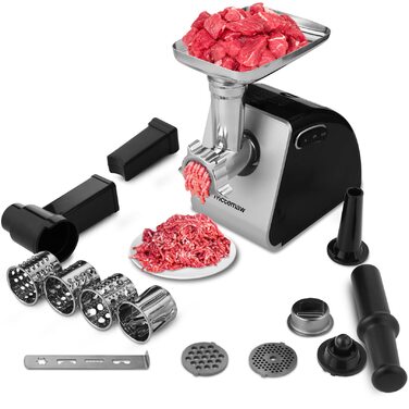 М'ясорубка електрична Nictemaw Profi 2000W з 3 насадками для ковбас та реверсом