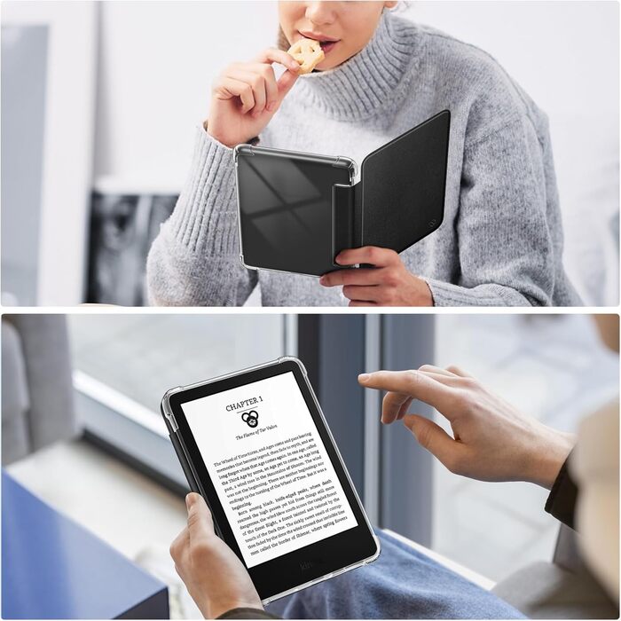 Чохол Fintie для Kindle 6 (11 покоління) 2024/2022, прозорий, TPU, з авто-активацією сну/пробудження, для Kindle Basic 2024, чорний
