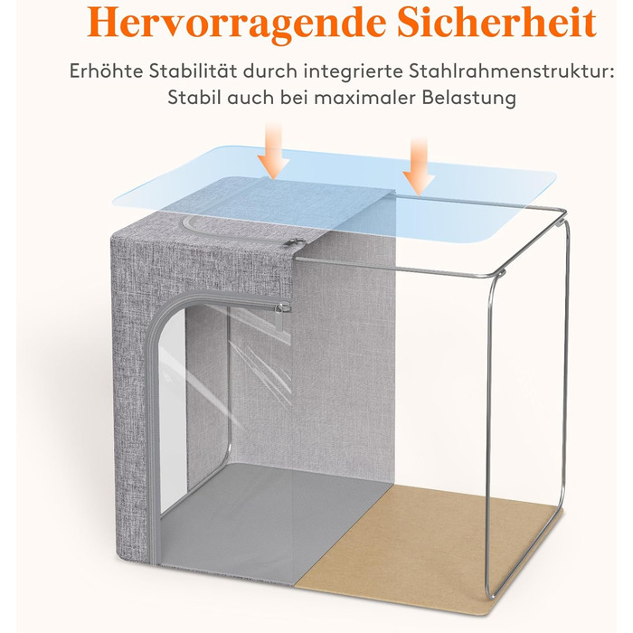 Коробки для зберігання одягу Lifewit 40L, 3 шт., сірий, з кришкою, металевий каркас, з ручками та вікном