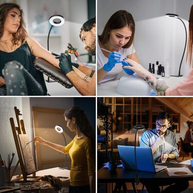 iZELL LED лампа для читання з гнуким світильником - 3 режими, 10 рівнів яскравості, USB-зарядка, 40 см