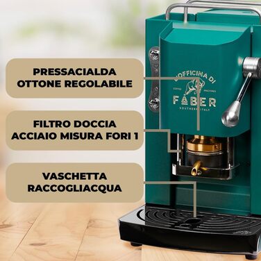 Кавомашина FABER Pro Deluxe | Еспресо на паді 44 мм | Хромоване покриття | Пресована камера з латуні