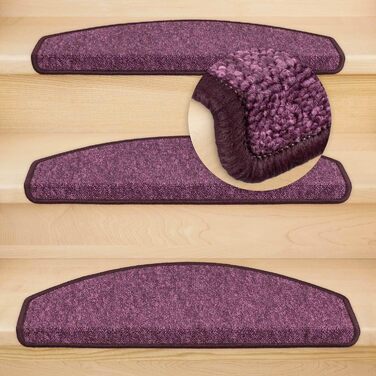 Сходинкові килимки Metzker Imago на сходи - фіолетовий (15 шт.) з антиковзким покриттям та ворсовим підкладом