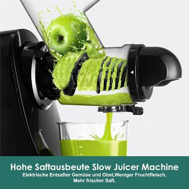 Фреш-прес Fretta Slow Juicer: холодний віджим, 200W, для овочів та фруктів, чорний
