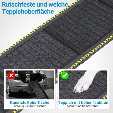 Рампа для собак Extra Breit, для великих собак до 70 кг, алюмінієва, 160 x 44 см