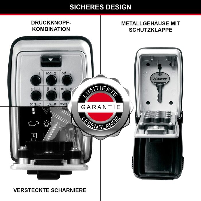 Master Lock Key Safe with Push Button, Wall Mountable, Outdoor - Secure Key Storage Box