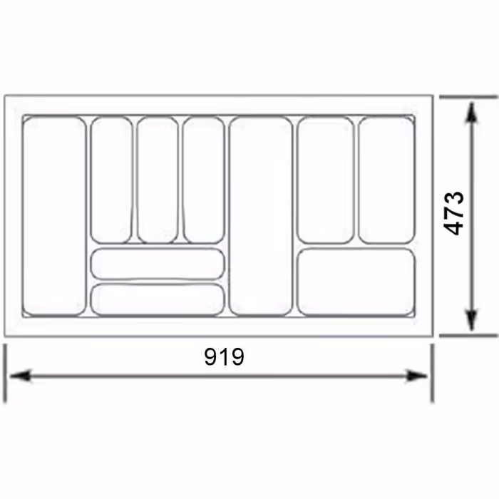 Cutlery Insert Organiser Box I Cutlery Box 917 x 474 mm for Tandembox + ModernBox in a 100 series cabinet