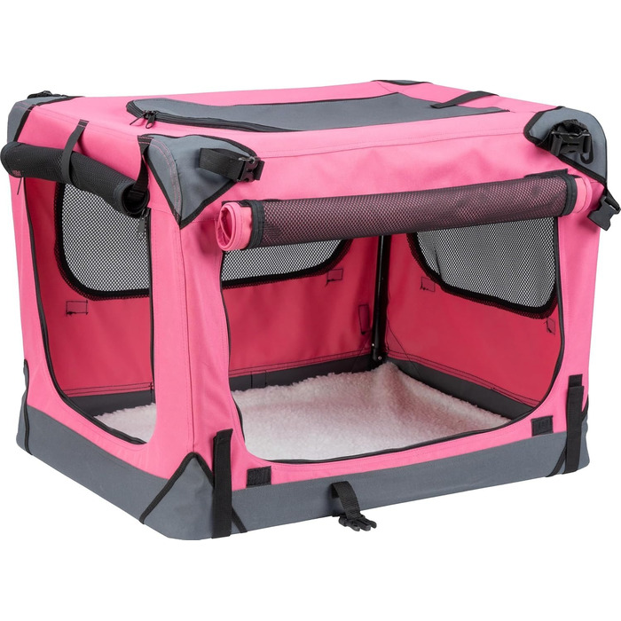 Foxdevil® Складана переноска для собак та котів середніх порід – переноска для тварин у машину та дім (світло-рожевий, M)