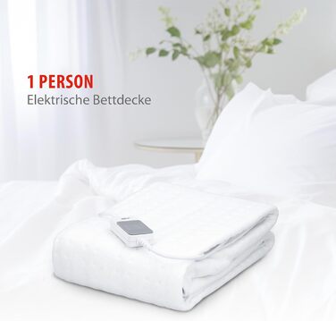 Електрична ковдра Alpina 80 x 150 см, 60 Вт, 3 режими нагріву, біла, поліестер