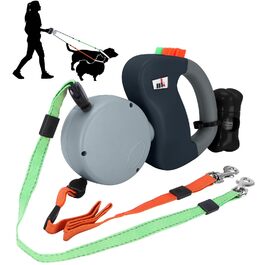 Автоматична висувна собача шлейка Makife Dual Doggie - 3м для малих та середніх собак, 15 шт. пакетів для збору відходів