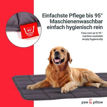 Килимок для собак Paw & Pillow: автомобільний, для дому та вулиці, стійкий до подряпин та прання до 95°C, розмір L (70x100 см), сірий, Made in Germany