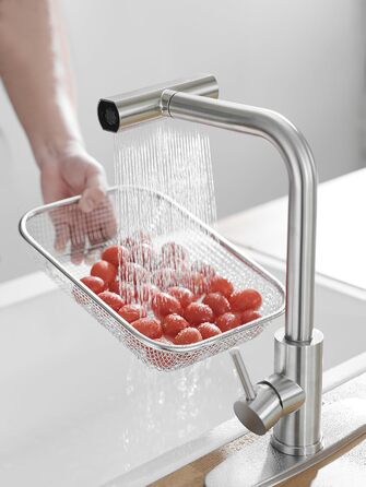 Кухонний змішувач Schwarz Waterfall з висувною лійкою та 3 режимами, 360° обертання, з нержавіючої сталі (щітка)