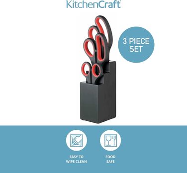 Набір кухонних ножиць KitchenCraft з підставкою, багатофункціональні ножиці, 4 предмети, чорний