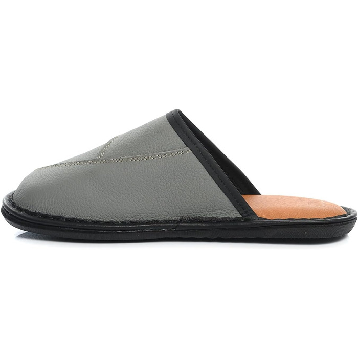 Чоловічі домашні тапочки з натуральної шкіри – зручні та теплі, ручної роботи, з антиковзною підошвою, розміри 41–47 (42 EU, сірі)