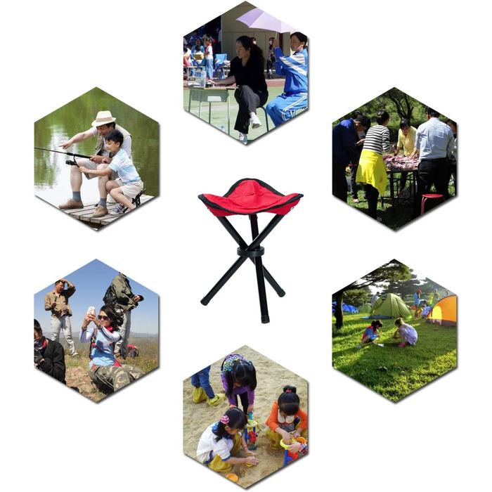 Зручний складаний стільчик-стійка для відпочинку на природі (червоний). Ідеально для пікніків, кемпінгу, риболовлі, туризму та відпочинку в саду. Легкий, портативний, 3-ногий, з тканини для вітрил.