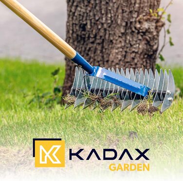 KADAX ручні аераторні граблі з якісної сталі, двосторонній скарифікатор для газону, культиватор із ручкою, ширина 37 см