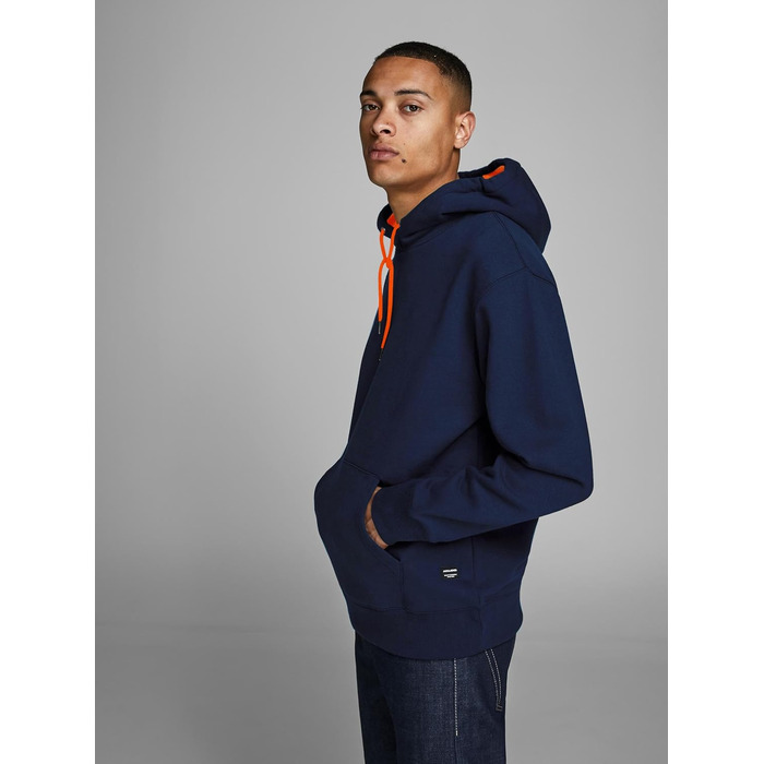 Чоловічий худі з капюшоном JACK & JONES RDD Logo, темно-синій (Navy Blazer), розмір S