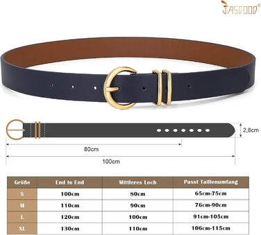 Жіночий шкіряний ремінь JasGood з золотистою пряжкою, 120/130 см (для талії 91-115 см)