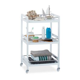 Relaxdays Bamboo Serving Trolley, white