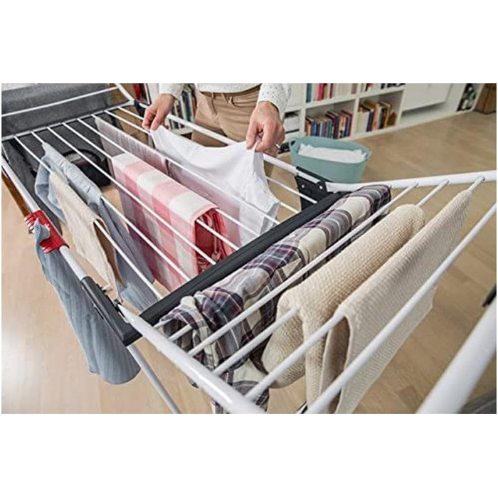 Сушарка для білизни Vileda King, 20 м мотузок, підставка для дрібних речей, 2.7 кг, білий/чорний