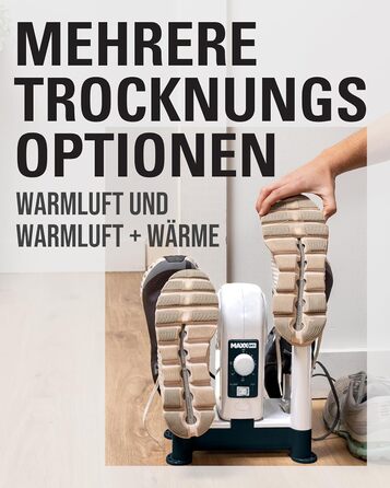 MaxxDry Heavy Duty Boot, Shoe & Glove Dryer - 240W, Dries 4 items in 1 hour, Eliminates odors, Safe for all fabrics, Includes extension tubes, 180cm cable, 1 year warranty