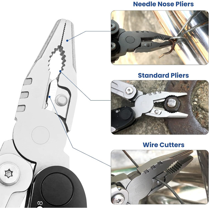 Мультитул HONZIN 12-в-1 з нержавіючої сталі, мультиінструмент з ножицями та набором біт, для кемпінгу та активного відпочинку