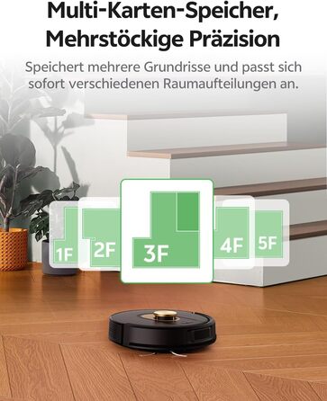 Робот-пилосос Vexilar W9 з функцією миття підлоги, LiDAR-навігація, 5000Pa, 5 карт, 15 зон заборони, керування через додаток, для твердих підлог та килимів, видалення шерсті тварин