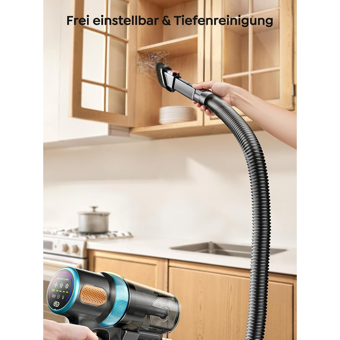 Бездротовий акумуляторний пилосос 50KPA/600W/65Min з висувним шлангом 1м, станція зарядки, автоматичний режим, антизаплутувальна щітка, багаторівнева фільтрація для килимів/твердих підлог/автомобіля