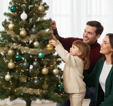 Набір прикрас для ялинки Agoer 100 шт. - кульки для ялинки з блискітками, пластикові, блакитні. Набір ялинкових прикрас для святкування Різдва та Нового року (зелені, золоті, білі, 3-4 см)