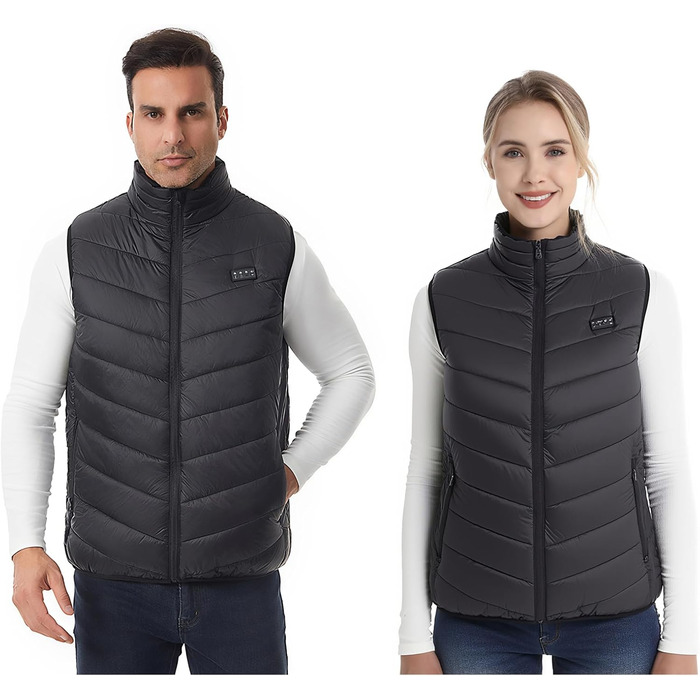 Обогревна жилетка Monave для чоловіків та жінок. Жилетка з підігрівом, 3 режими, для мотоцикла, кемпінгу, катання на лижах, повсякденного носіння та роботи на відкритому повітрі. Чорний колір. (Powerbank не входить до комплекту)