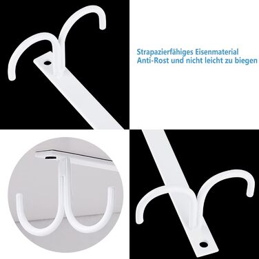 Тримач для чашок під шафу FOMANSH - 12 гачків, білий. Підійде для кухні, бару, кафе.