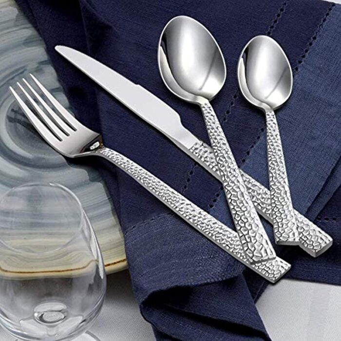 Cutlery Set, HaWare 30-Piece Stainless Steel Cutlery Set with Knife, Fork, Spoon, Dinner Cutlery for 6 People, Hammered Handle Table Cutlery for Home/Party/Hotel/Restaurant, High-Gloss Polished & Dishwasher Safe