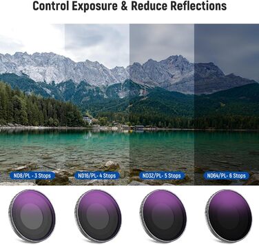 Набір фільтрів NEEWER CPL та ND для DJI Osmo Action 4/Action 5 Pro (4 шт.): CPL+ND8+ND16+ND32. Сумісний з FL-A12. Оптичне покриття, аксесуари для екшн-камери