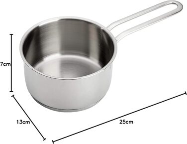 Каструля WMF Mini Stielkasserolle 12 см, 0,7 л, з нержавіючої сталі Cromargan, без кришки, для невеликих порцій, сумісна з індукцією, компактна, для одного користувача