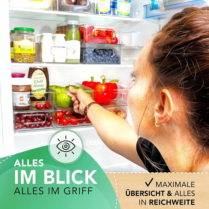 SCHWARZGLUT® Refrigerator Organizer 6-Piece Set for Maximum Order in the Refrigerator | Stackable | Organizer | Fridge Organizer | Storage | Boxes for Refrigerator | BPA Free