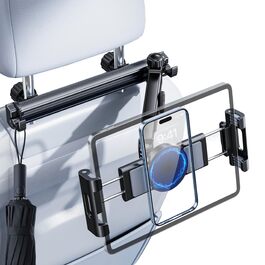 Тримач для iPad/Tablet в авто, висувний, для iPhone/Samsung/Switch/Kindle, 4-13 дюймів, з гачками, чорний