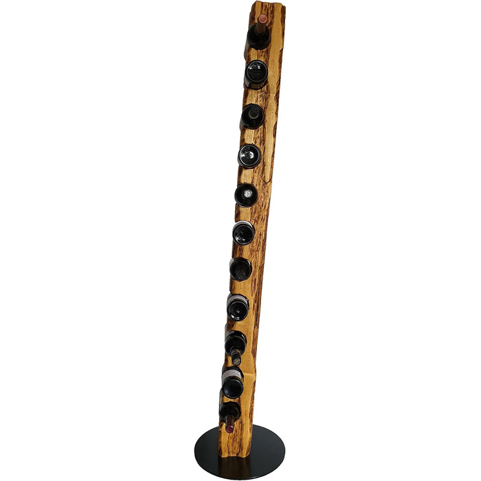 Wood & Wishes – Rustic Wine Rack, Wine Shelf, Wine Holder made of solid wood; handcrafted for 11 bottles of wine; height 158 cm Ø 34 cm; driftwood look; country house style; decorative unique piece