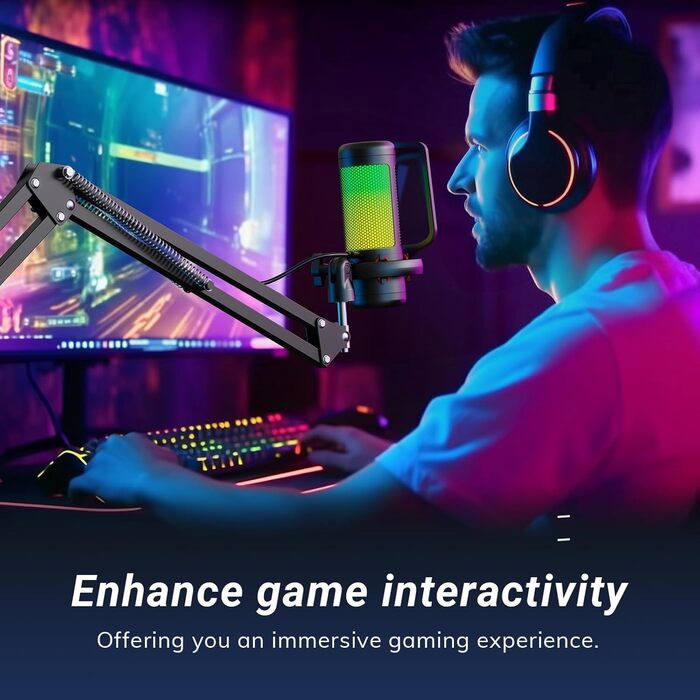 Мікрофон геймерський TONOR TC310 USB для ПК, PS4/5 з RGB підсвіткою та тримачем